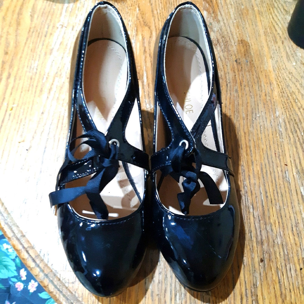 Shiny black heels
